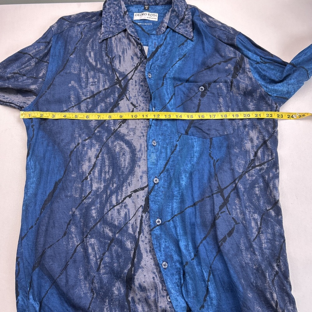 Vintage Georg Roth of Germany Mens Blue Medium Geometric Long Sleeve Shirt - Picture 7 of 15
